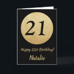 Joyeuse 21e Anniversaire Carte de Parties scintill<br><div class="desc">21st Birthday Black and Gold Glitter Card with personalized name For further customization,  please click the "Customize it" button and use our design tool to modify this template.</div>