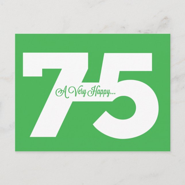Joyeuse 75e Anniversaire Carte postale - en vert (Devant)