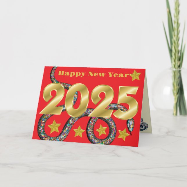 Joyeuse année 2025 du serpent carte plate (Devant)
