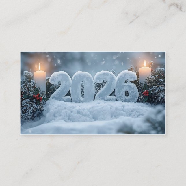 joyeuse année 2026 carte de visite élégante givree (Devant)