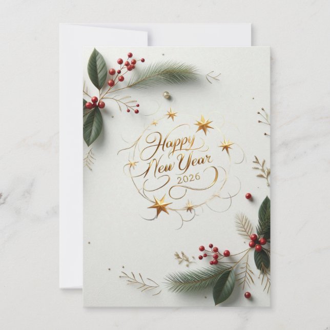 Joyeuse Année 2026 Carte de Vœux | Élégant (Devant)