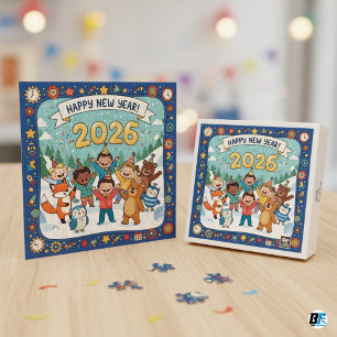 Joyeuse Année 2026 Enfants Puzzle Festif Animal