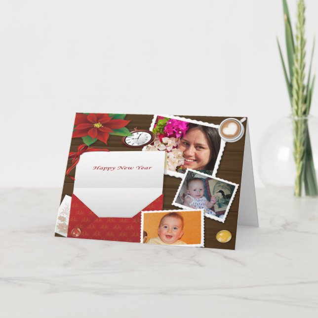 Joyeuse année avec carte de vœux photo de Holly (Devant)