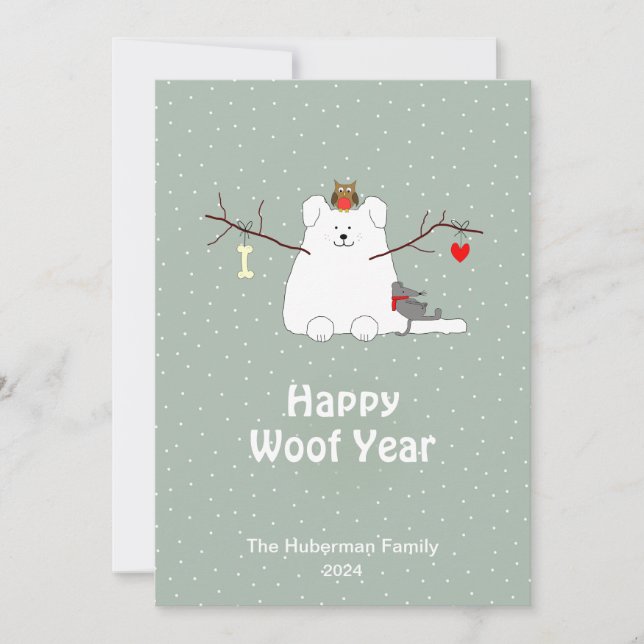 'Joyeuse année canine' Carte de vœux plate de Noël (Devant)
