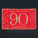 Joyeuse bannière 90e anniversaire Parties scintill<br><div class="desc">Joyeux 90e anniversaire bannière Rouge et Parties scintillant d'or Confetti. Numérique imprimable. Pour plus de personnalisation,  cliquez sur le bouton "Customiser" et utilisez notre outil de conception pour modifier ce modèle.</div>
