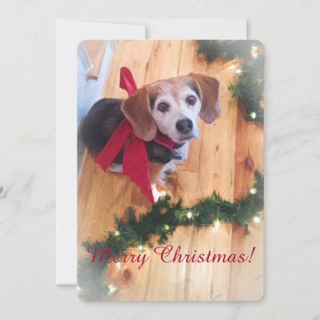 Joyeuse carte Beagle de Noël (Devant)