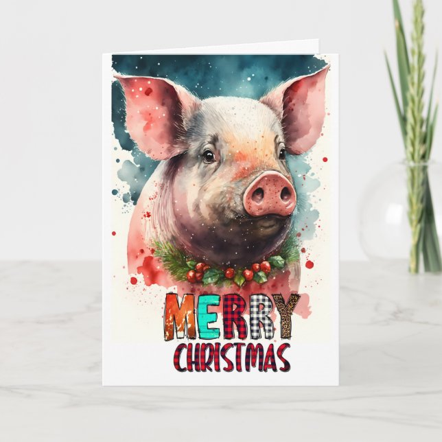 Joyeuse carte bébé de Noël PIG (Devant)