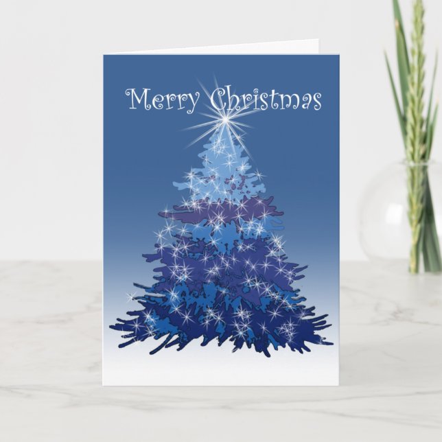 Joyeuse carte bleue sapin de Noël (Devant)