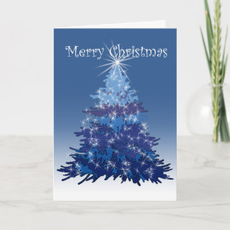 Joyeuse carte bleue sapin de Noël