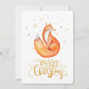 Joyeuse carte Christmas mignonne Fox et Snowflakes