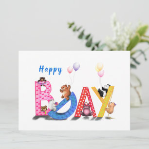Joyeuse carte d'anniversaire avec la fête des bébé