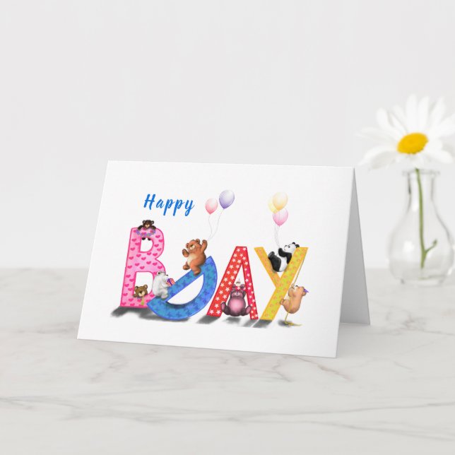 Joyeuse carte d'anniversaire Bears Bears Fête Fun (Petite plante)