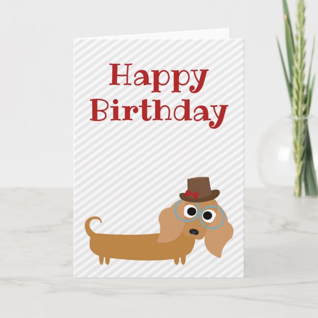 Joyeuse carte d'anniversaire Dachshund Chien blanc (Devant)