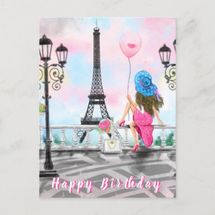 Joyeuse carte d'anniversaire femme avec ballon de