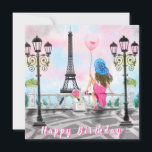 Joyeuse carte d'anniversaire femme avec ballon ros<br><div class="desc">Joyeux Anniversaire - Jolie Femme et Ballons Coeur Rose - I Love Paris - Tour Eiffel Dessin romantique - Choisissez / Ajoutez votre texte / Police / Couleur unique - Faites votre cadeau spécial - Redimensionnez et déplacez ou ajoutez des éléments - Image / texte avec outil de personnalisation !...</div>