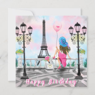 Joyeuse carte d'anniversaire femme avec ballon ros