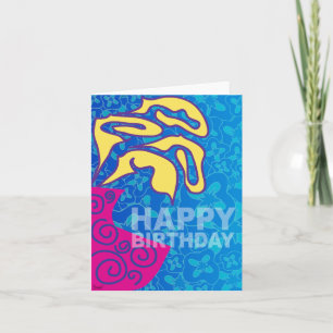 Joyeuse carte d'anniversaire Feuille Jaune Vase ro