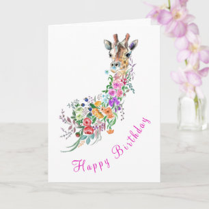 Joyeuse carte d'anniversaire Fleurs Bouquet Giraff