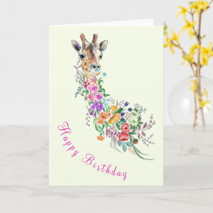 Joyeuse carte d'anniversaire Fleurs colorées Giraf