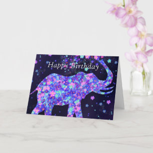 Joyeuse carte d'anniversaire Fleurs d'éléphants