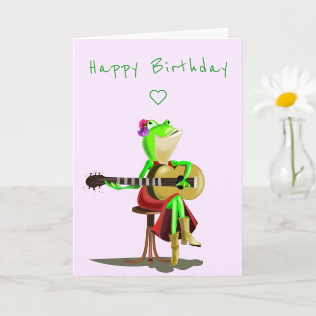 Joyeuse carte d'anniversaire Frog Jouer de la guit (Petite plante)