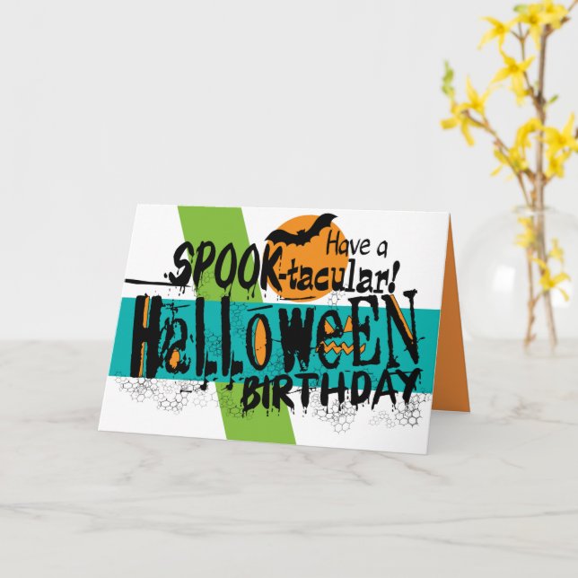 Joyeuse Carte d'Anniversaire Halloween Effrayante (Fleur jaune)
