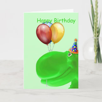 Joyeuse carte d'anniversaire hippo verte