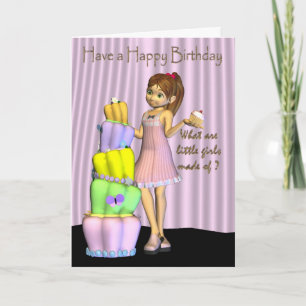 Joyeuse carte d'anniversaire petite fille avec un 