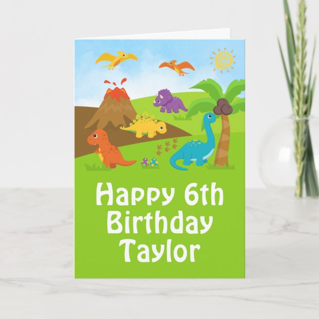 Joyeuse carte d'anniversaire pour les Dinosaures (Devant)