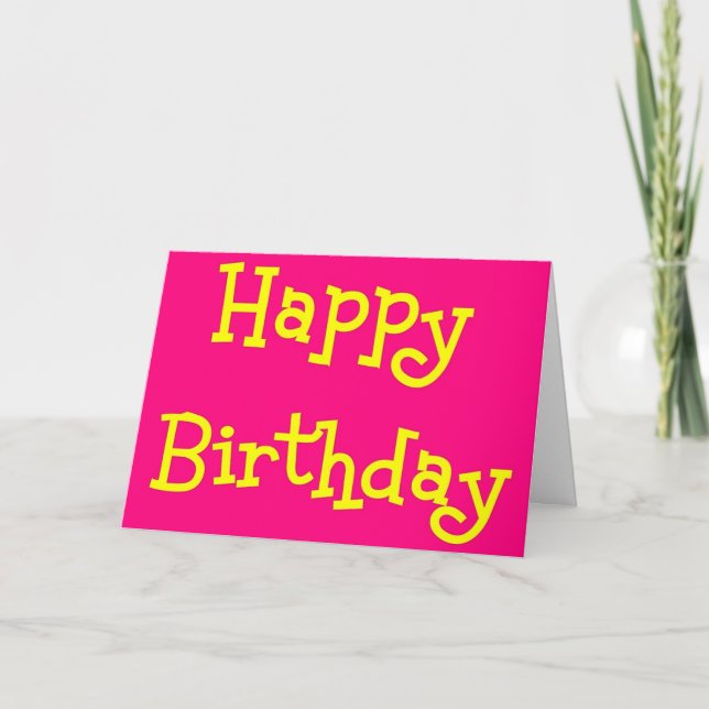 Joyeuse carte d'anniversaire rose et jaune (Devant)