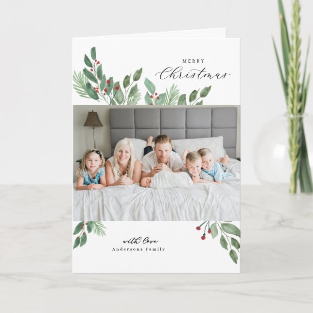 Joyeuse carte d'aquarelle de Noël (Devant)