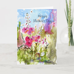 Joyeuse carte d'aquarelle florale de la fête des m
