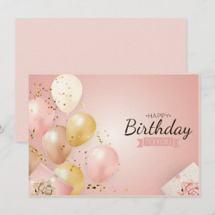 Joyeuse carte de balon rose anniversaire
