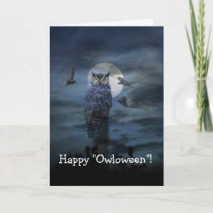 Joyeuse carte de chouette d'horreur d'Halloween