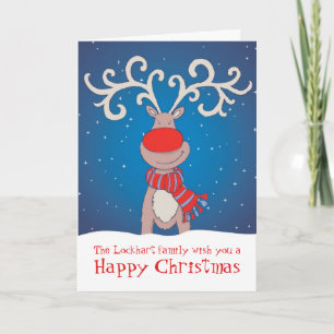 Joyeuse carte de famille de Noël bleu doux dos