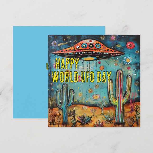 Joyeuse carte de la Journée mondiale des ovnis (Devant / Derrière)