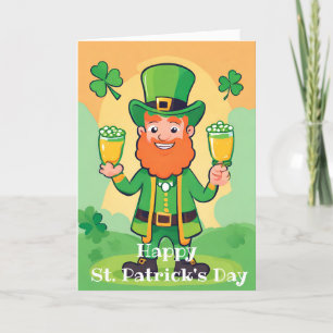 Joyeuse carte de la Saint-Patrick avec lutin joueu