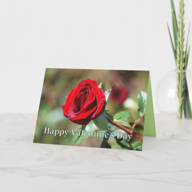 Joyeuse carte de la Saint-Valentin à la rose rouge (Devant)