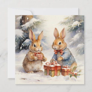 Joyeuse carte de lapin de Noël