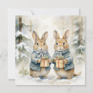 Joyeuse carte de lapin de Noël