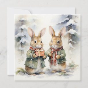 Joyeuse carte de lapin de Noël