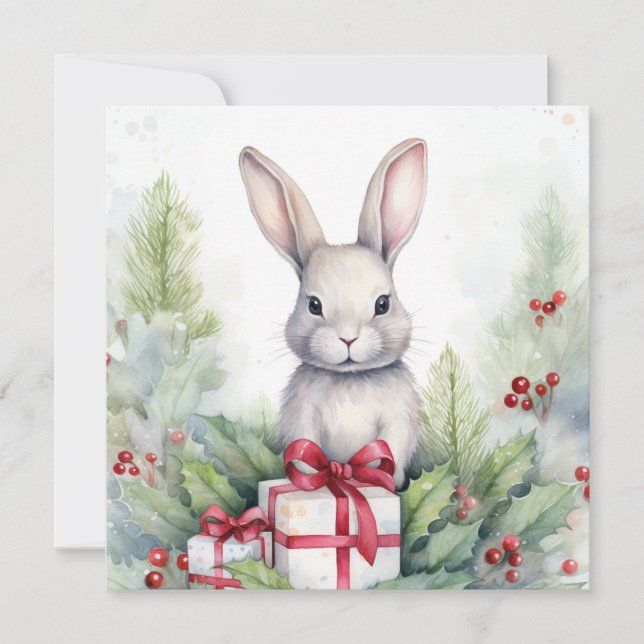 Joyeuse carte de lapin de Noël (Devant)