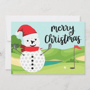 Joyeuse carte de Noël au golfeur avec Snowman Golf