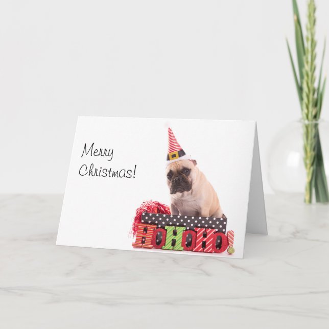 Joyeuse carte de Noël avec Bulldog français (Devant)