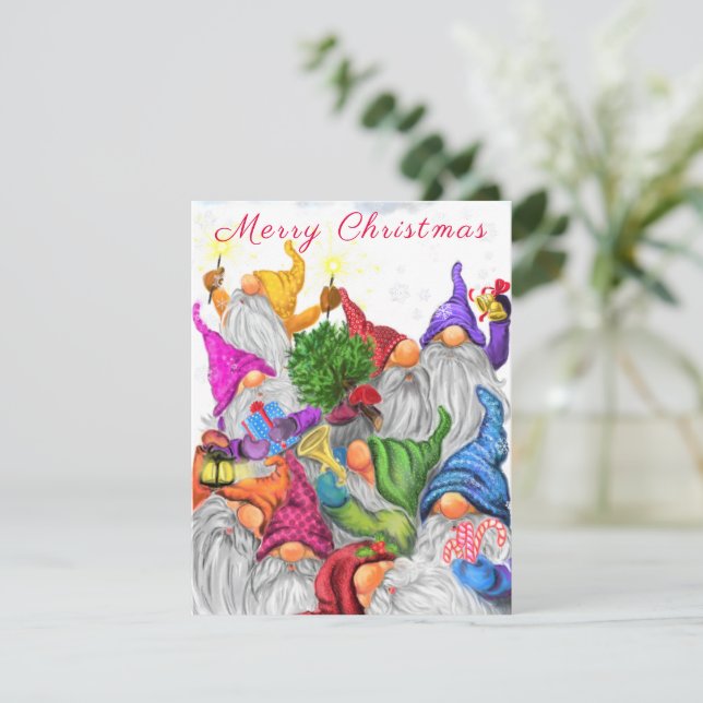 Joyeuse carte de Noël avec Joyeuse fête Gnome (Debout devant)