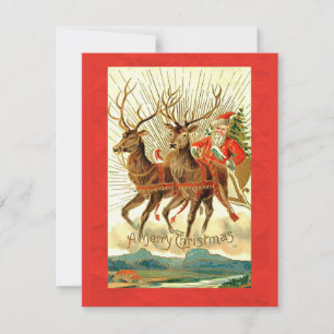 Joyeuse carte de Noël avec Père Noël et Reindeer