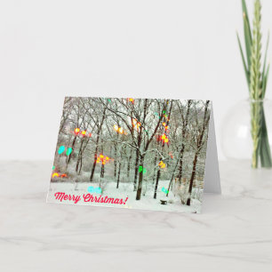 Joyeuse carte de Noël avec scène neigeuse