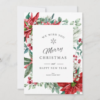 Joyeuse carte de Noël cadre Poisettia
