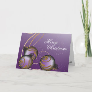 Joyeuse carte de Noël Elégant ornement d'or violet