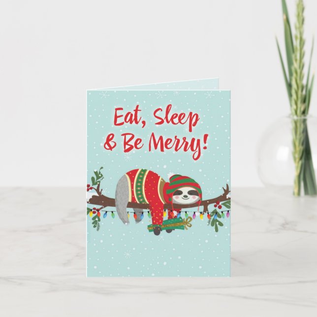 Joyeuse carte de Noël - Mangez, dormez et soyez jo (Devant)